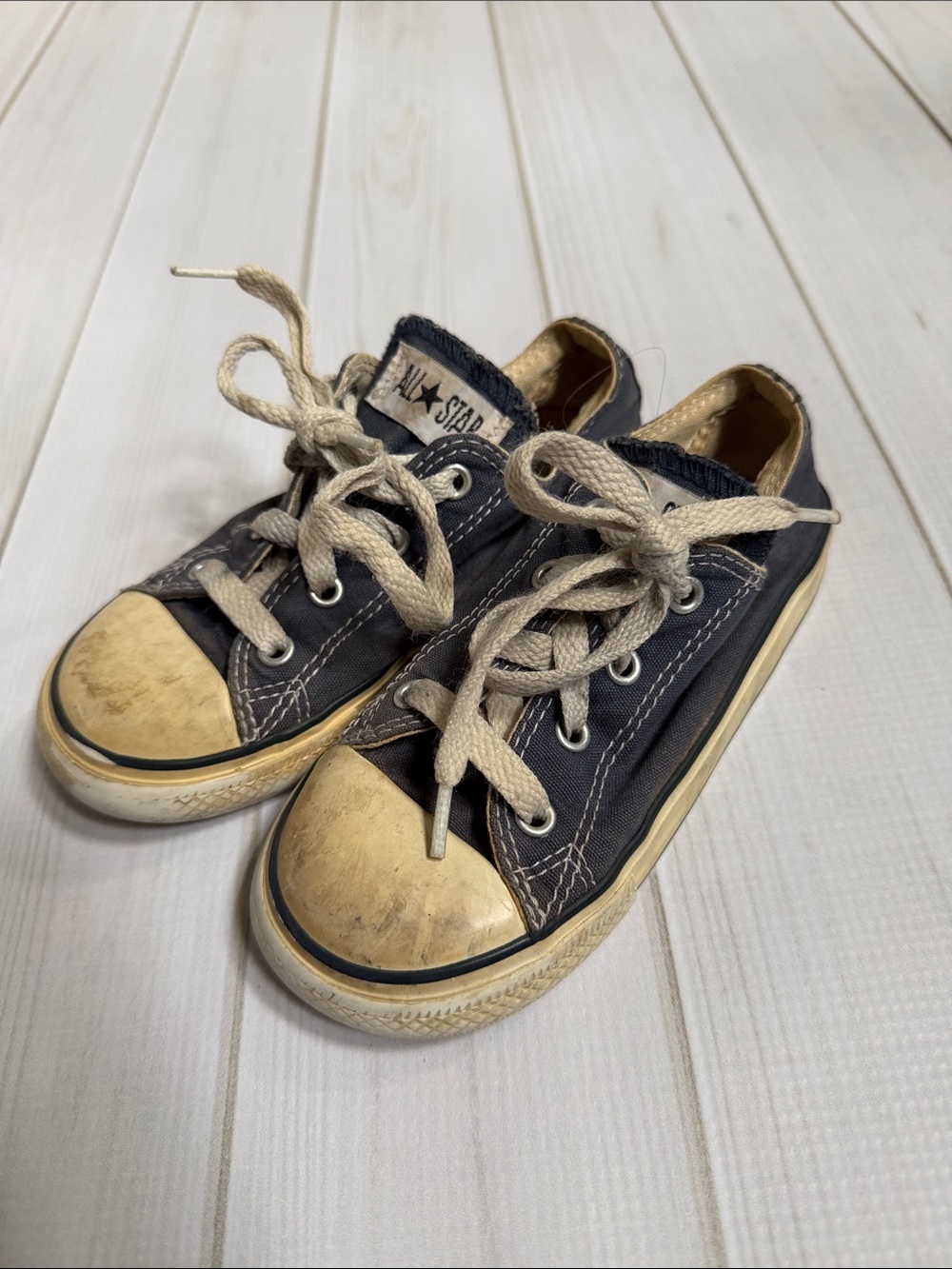 Converse Kids Low Top Sneakers - Black with Cream Accents